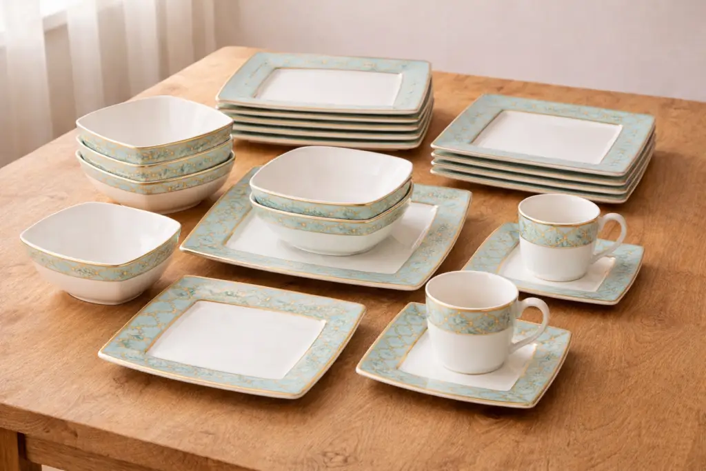 Ensemble complet d’un service de table en porcelaine pour la maison