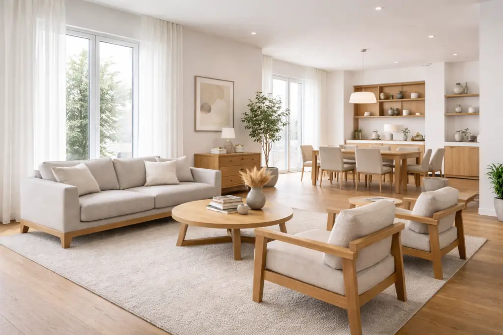 Mobilier contemporain intégré dans un intérieur lumineux - Oxygène Pro