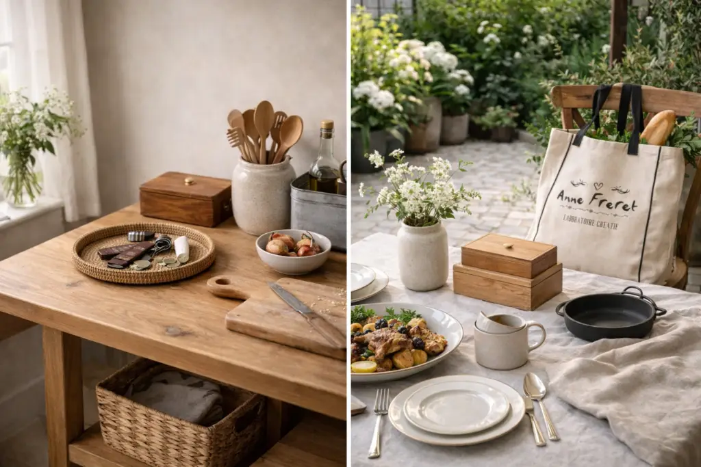 Objets du quotidien utilisés dans un intérieur et un extérieur calme
