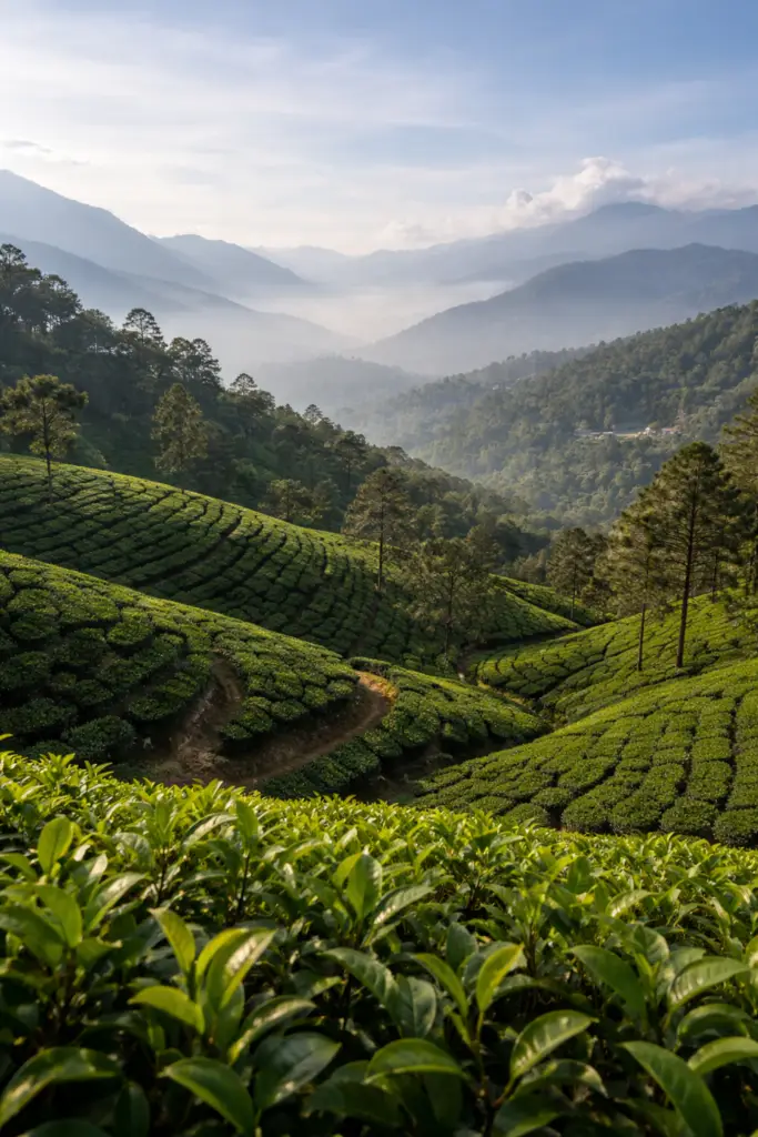 Jardins de thé vert en altitude au Népal et au Sri Lanka