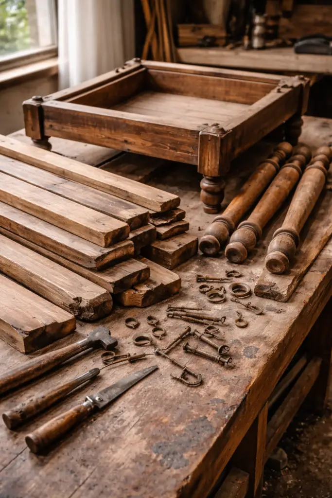 reemploi de materiaux issus de meubles anciens demontes