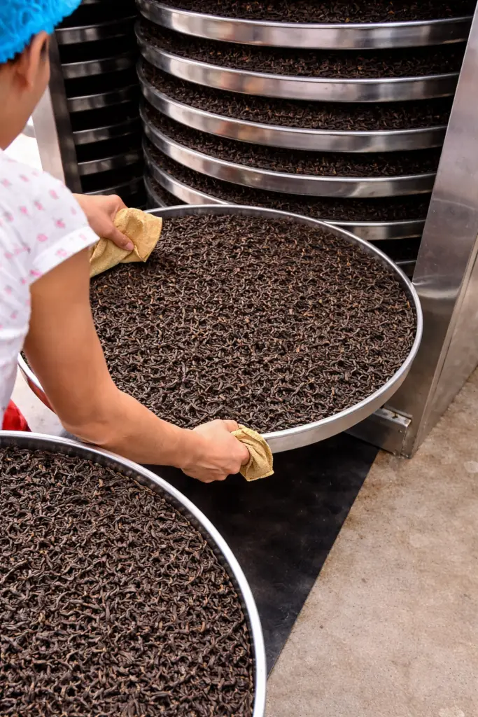 Séchage du thé noir à basse température en atelier