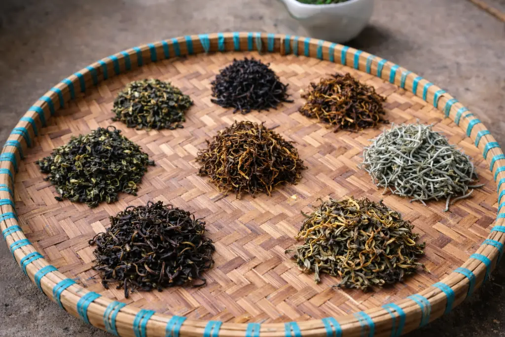 Feuilles de thé entières après transformation artisanale