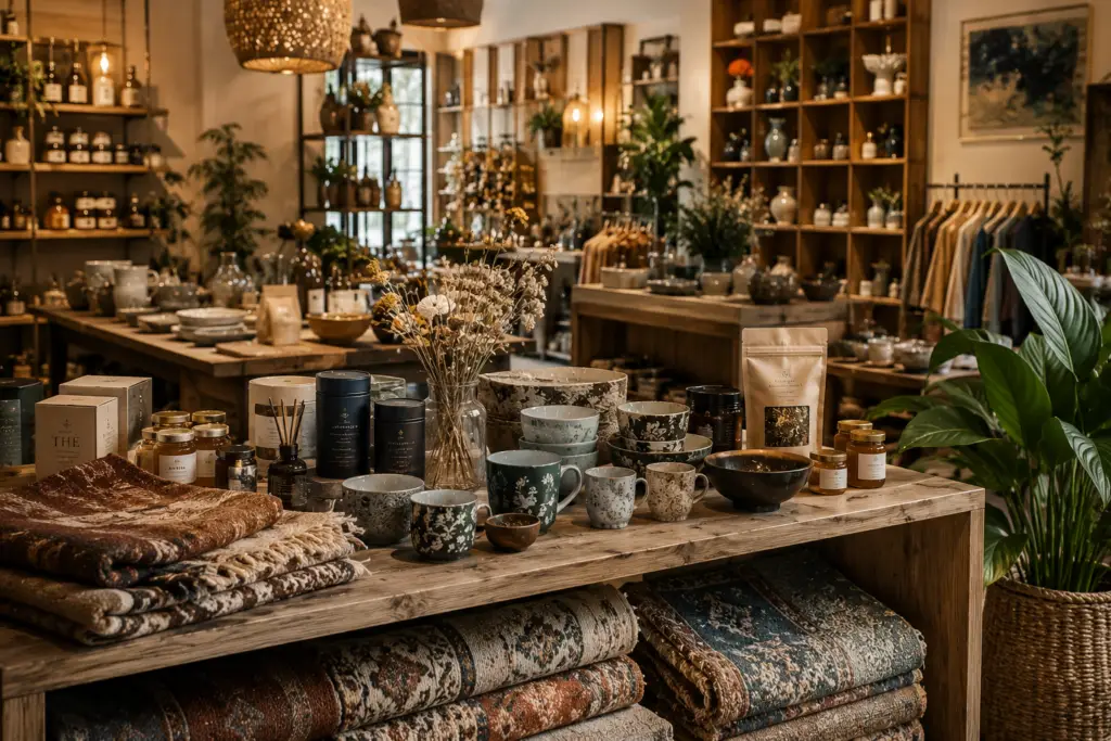 Magasin concept store proposant des produits différenciants et une ambiance soignée.